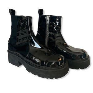 UNIF • Faux Patent Leather Platform Dada Boot